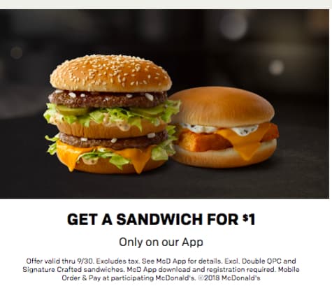 mcdonalds download the app and get big mac for $1